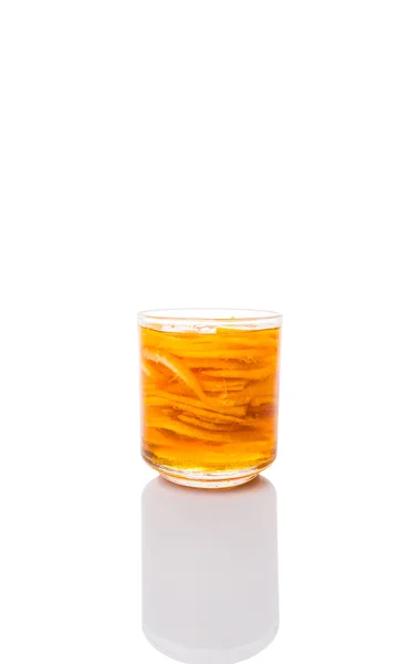 Hausmittel Zitronenscheiben Und Honig Einem Glas Vor Weißem Hintergrund — Stockfoto