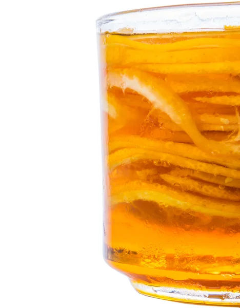 Home Remedy Lemon Slices Honey Glass Jar White Background — Stock Photo, Image