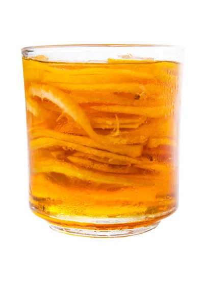 Home Remedy Lemon Slices Honey Glass Jar White Background — Stock Photo, Image