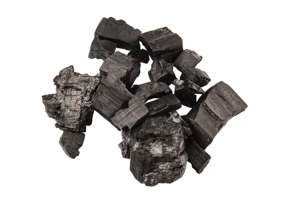 Lote Carvão Sobre Fundo Branco — Fotografia de Stock