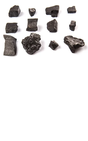 Lote Carvão Sobre Fundo Branco — Fotografia de Stock