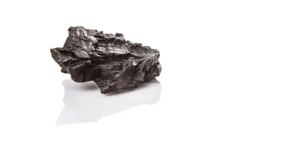 Кусок Угля Белом Фоне — стоковое фото