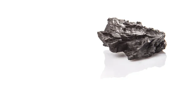Кусок Угля Белом Фоне — стоковое фото