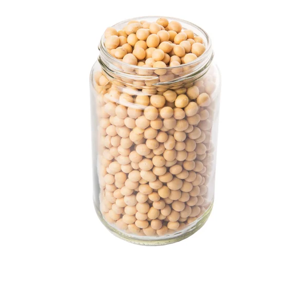 Soybean Glass Jar White Background — Stock Photo, Image