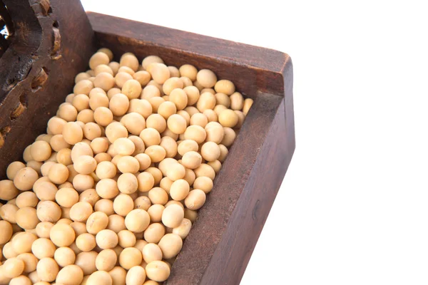 Soybean In Wooden Box — Stock Photo, Image