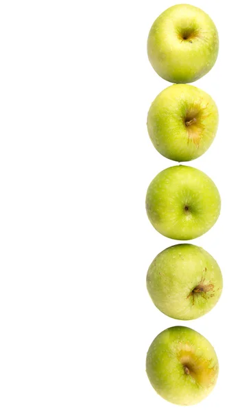 一群绿色苹果在白色的背景 — 图库照片