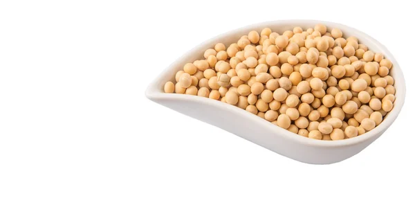 Soybean Oval Ceramic Bowl White Background — Stock Photo, Image