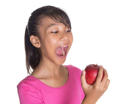 Young Girl Eating Apple clipart