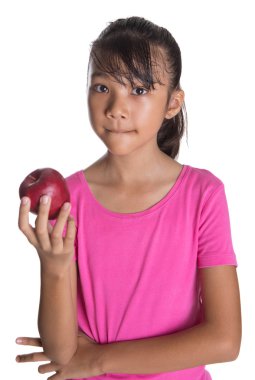 Kırmızı elma ile genç kız