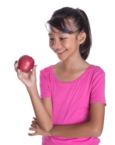 Chica joven con una manzana roja —  Fotos de Stock