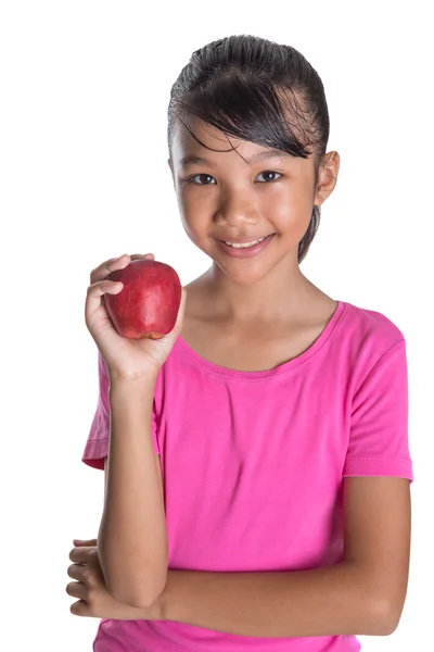 Chica joven con una manzana roja —  Fotos de Stock