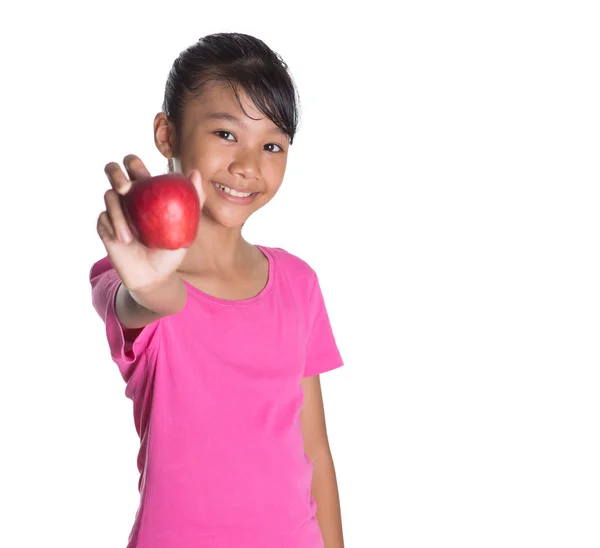 Mladá dívka s červené jablko — Stock fotografie