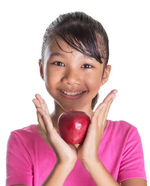 Young Girl With A Red Apple — Stock Photo, Image