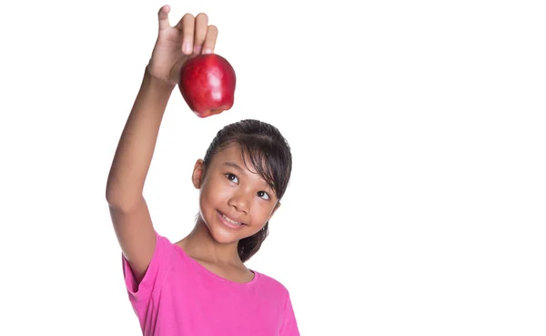 Young Girl With A Red Apple — Stock Photo, Image