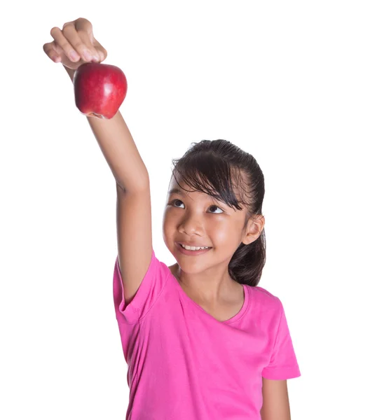 Young Girl With A Red Apple — Stock Photo, Image