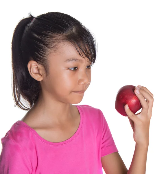 Young Girl With A Red Apple — Stock Photo, Image