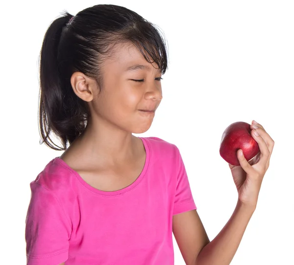 Chica joven con una manzana roja —  Fotos de Stock