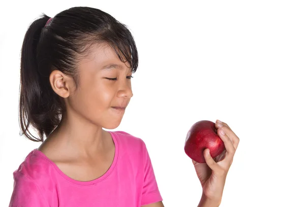 Chica joven con una manzana roja —  Fotos de Stock