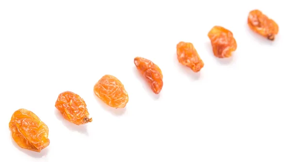 Raisins Secs Couleur Orange Sur Fond Blanc — Photo