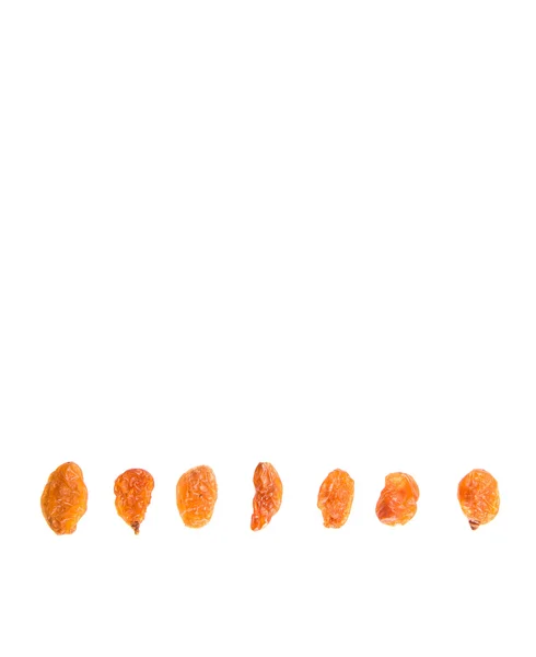 Secco Uva Passa Colore Arancione Sfondo Bianco — Foto Stock