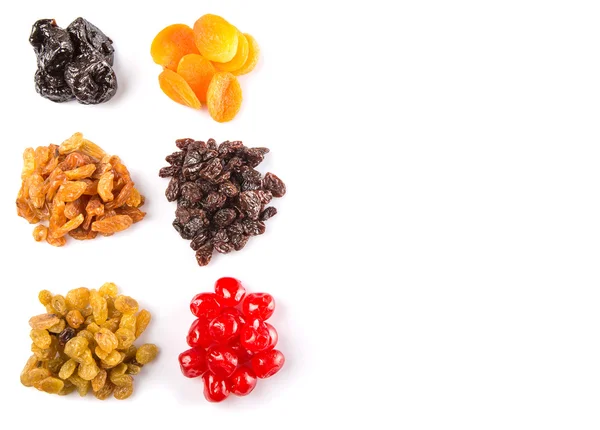 Mix Variety Dried Fruit White Background — Stock Photo, Image