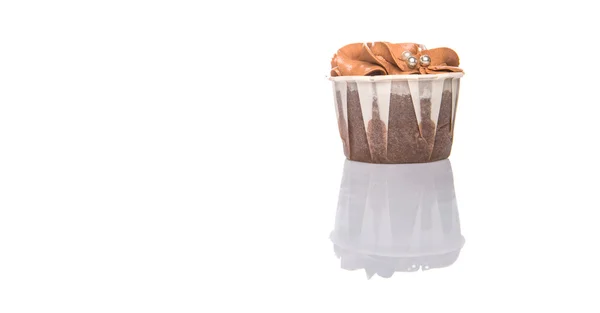Cioccolato Umido Cupcake Sfondo Bianco — Foto Stock