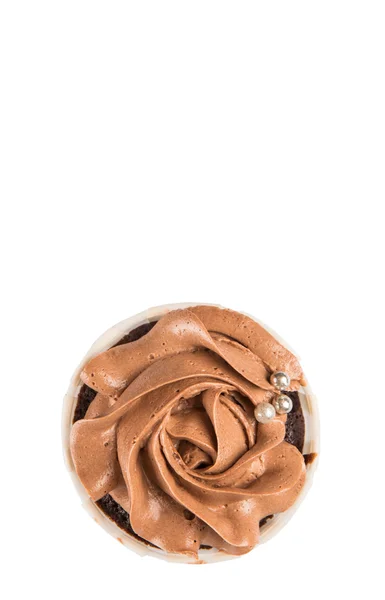 Feuchte Schokolade Cupcake Über Weißem Hintergrund — Stockfoto