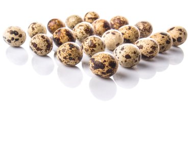 bıldırcın yumurtası beyaz zemin üzerine