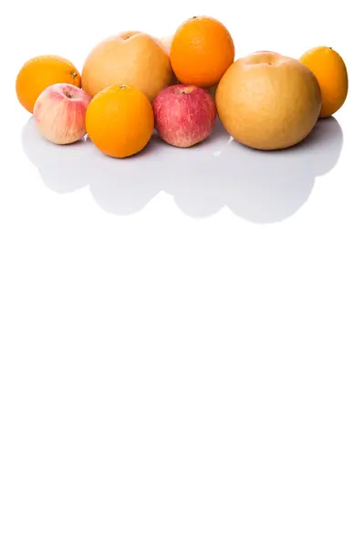 Gala Apples Nashi Asian Pears Oranges White Background — Stock Photo, Image