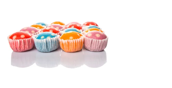 Muffin colorato al vapore di riso Polka Dot — Foto Stock