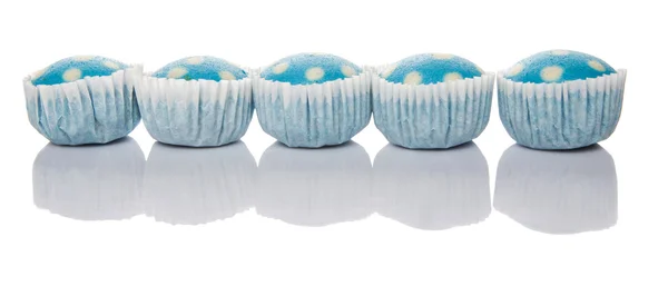 Blu colorato riso al vapore Polka Dot Muffin — Foto Stock