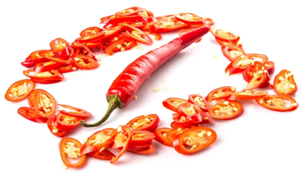 Cut Slices Of Red Chili Peppers — Stock Photo, Image