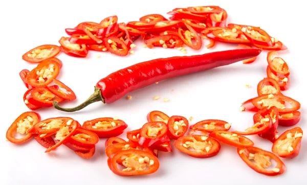 Cut Slices Of Red Chili Peppers — Stock Photo, Image