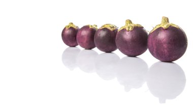 Yuvarlak şekil beyaz arka plan üzerinde patlıcan