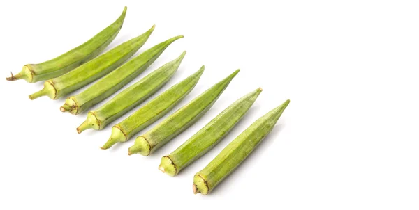 Okra Verdure Dita Delle Donne Sfondo Bianco — Foto Stock