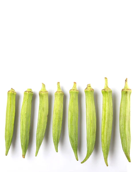 Okra Oder Damenfinger Gemüse Auf Weißem Hintergrund — Stockfoto