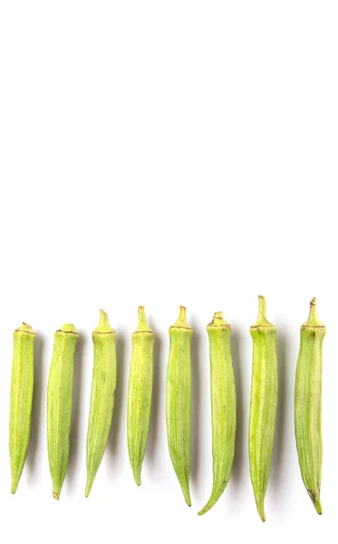 Okra Doigts Dames Légumes Sur Fond Blanc — Photo