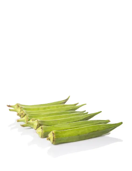 Okra Dedos Mujer Verduras Sobre Fondo Blanco — Foto de Stock