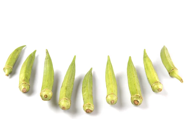 Okra Dedos Mujer Verduras Sobre Fondo Blanco — Foto de Stock