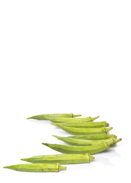 Okra Dedos Mujer Verduras Sobre Fondo Blanco — Foto de Stock