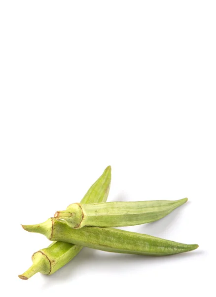 Okra Nebo Dámské Prsty Zelenina Nad Bílým Pozadím — Stock fotografie