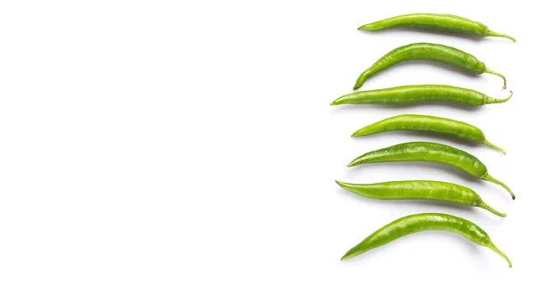 Green Chili Peppers White Background — Stock Photo, Image