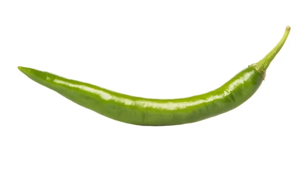 Grön Chilipeppar Över Vit Bakgrund — Stockfoto