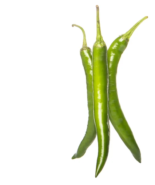 Grön Chilipeppar Över Vit Bakgrund — Stockfoto