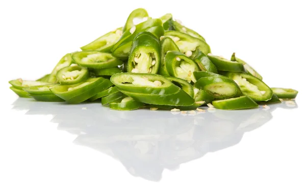 Chopped green chili peppers — Stock Photo, Image