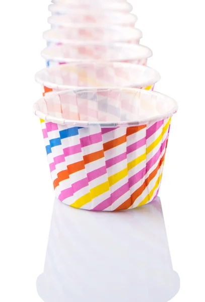 Cupcake Bicchieri Carta Forno Sfondo Bianco — Foto Stock