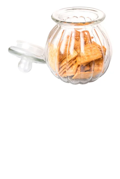 Zuckercracker Oder Kekse Einem Plätzchenglas Vor Weißem Hintergrund — Stockfoto