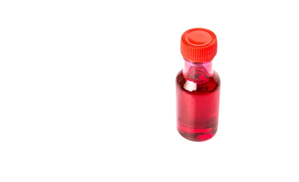 Liquide Lumière Rouge Additif Couleur Alimentaire Sur Fond Blanc — Photo