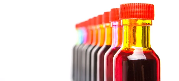 Vari colori di additivi coloranti alimentari — Foto Stock