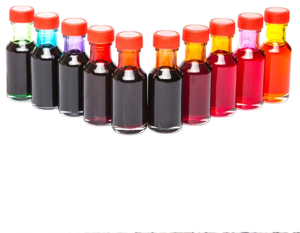 Vari colori di additivi coloranti alimentari — Foto Stock